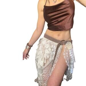 Handmade Vintage Lace Wrap Skirt / Crochet Doily Fairy Skirt / Festival Boho